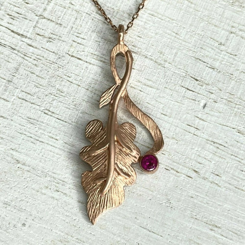 Designer Womens 925 Sterling Silver Gold Tone Leaf